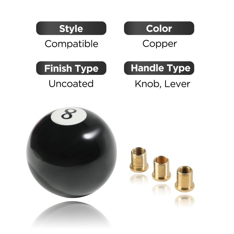 Reswish Shift Knob Manual Gear Round Shift Knob Acrylic Gear Shift Knob 4 5 6 Speed Universal Shifter Knob with 3 Adapters Fit for Manual Car M 8 * 1.25  M 10 * 1.25  M 10 * 1.5  M 12 * 1.25 (Black8) - Image 4